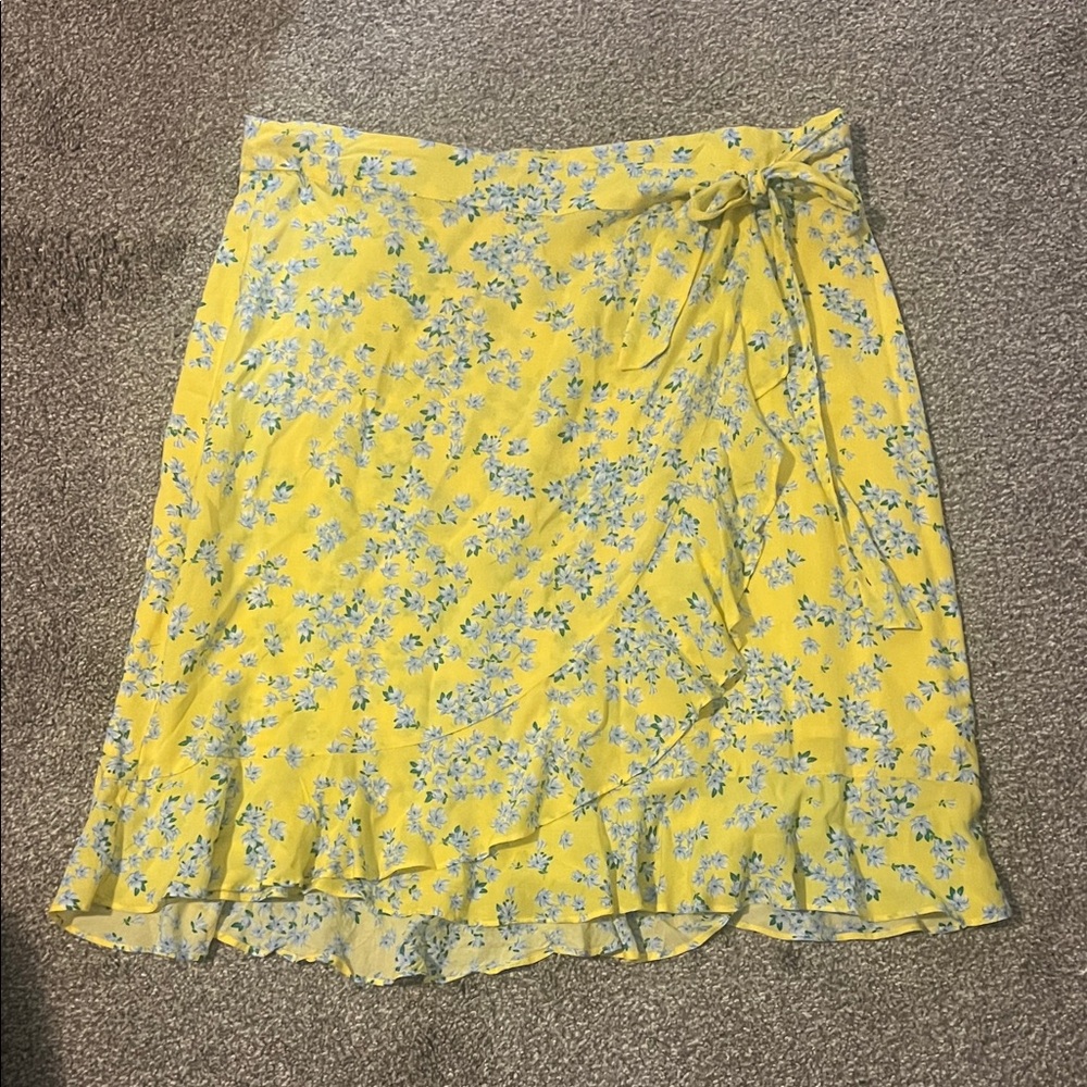 Yellow Floral Wrap Skirt